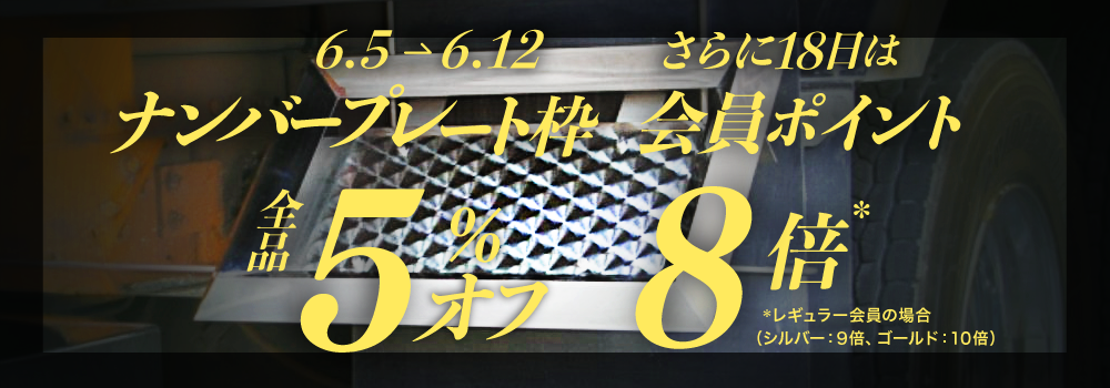 ナンバープレート枠 5%オフ！6/12まで