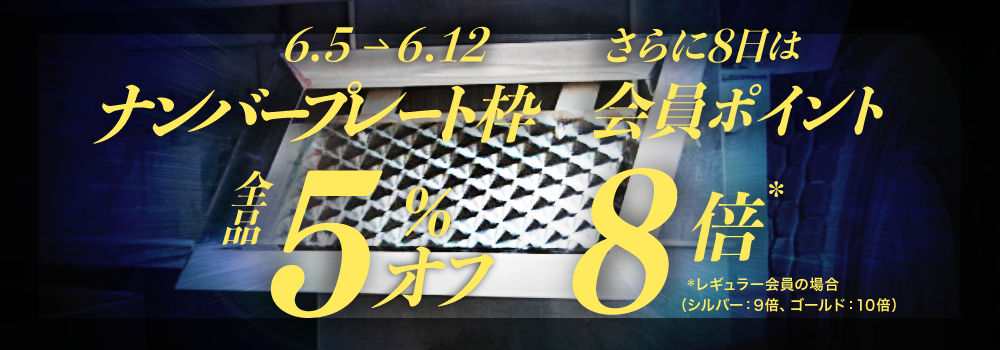 ナンバープレート枠 5%オフ！6/12まで