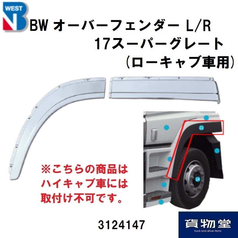 トラック用品貨物堂ネットストア / 三菱ふそう17スーパーグレートメッキフロントフェンダーローキャブ用｜3123904【代引き不可】