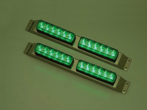 流星Re6LED車高灯ランプ2連セットL&R クリアレンズ/LED緑(24V用)