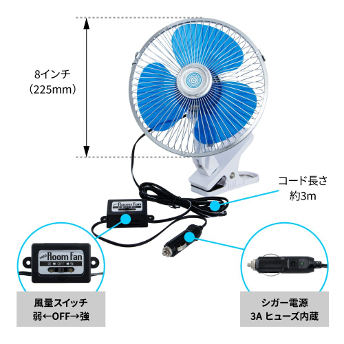 8インチルーフファン（トラック用扇風機）の機能紹介
