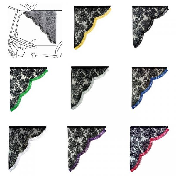 雅 バラ柄レースサイドカーテン 三角型 Sサイズ / トラック用品