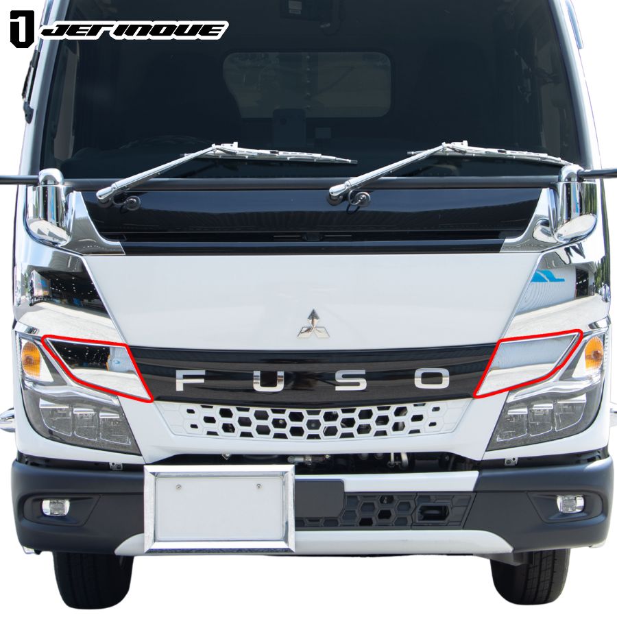 ✨トラックアルミ製鋭角デザイン外装パーツ✨ メッキブラックベルトガーニッシュ 20キャンター用 左右セット